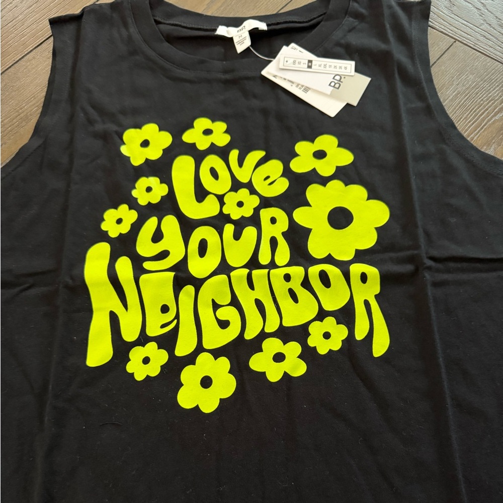 BP Black Tank Top with Neon Yellow Graphic